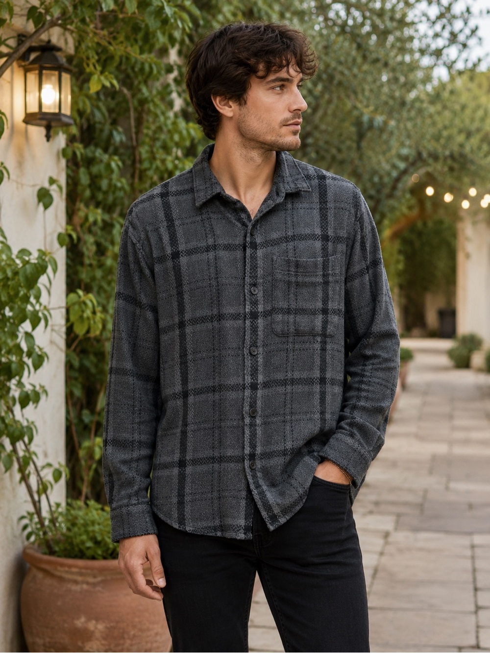 Abercrombie & Fitch soft A&F collection, men's black & gray long sleeve shirt